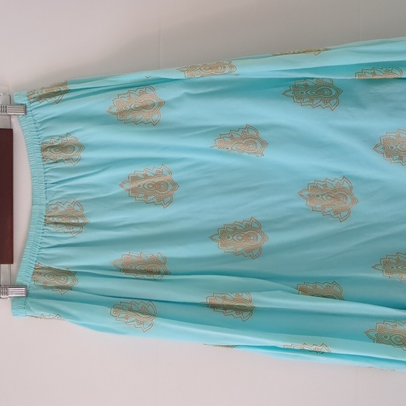 Soft Surroundings lined lightweight maxi boho turquoise and Gold Women's Skirt - Picture 5 of 6